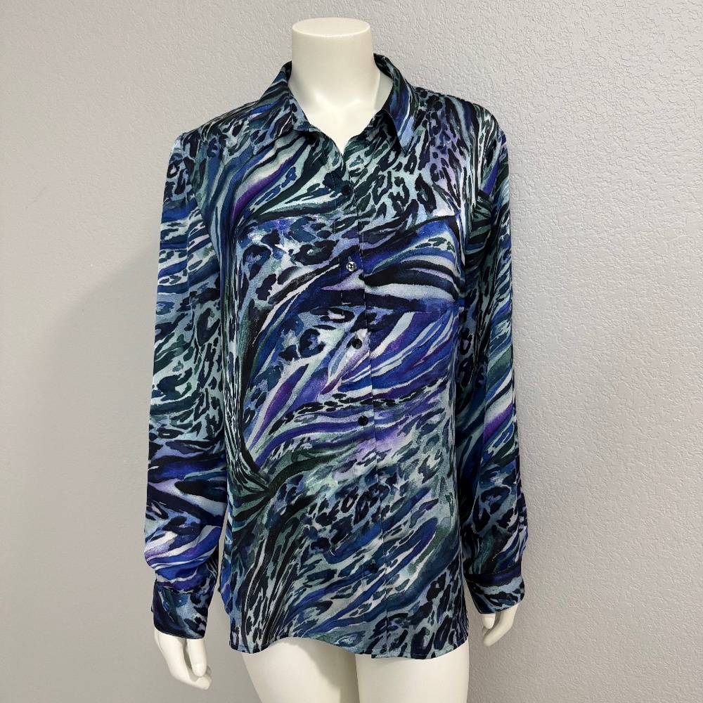 Chico’s Satin Swirl Long Sleeve Shirt